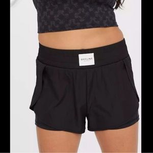 Offline by Aerie Black Hugger Champ Flowy Shorts Sz XXL